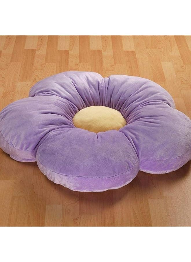 The Bros Butterfly Flower Floor Pillow Seating Cushion, For A Reading Nook, Bed Room, Or Watching Tv. Softer And More Plush Than Area Rug Or Foam Mat,Purple,Medium 20" Diameter  - Image 1