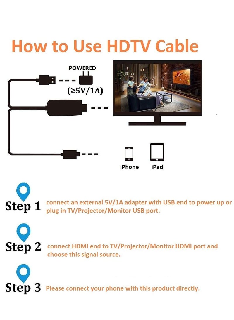 SYOSI - Adapter Cable for Lightning to HDMI Digital AV Sync Audio and Video Connection for iPhone 8 / X/ 11/ 12/ 13 and iPad Devices to TV/Projector/Monitor (Red) - Image 1