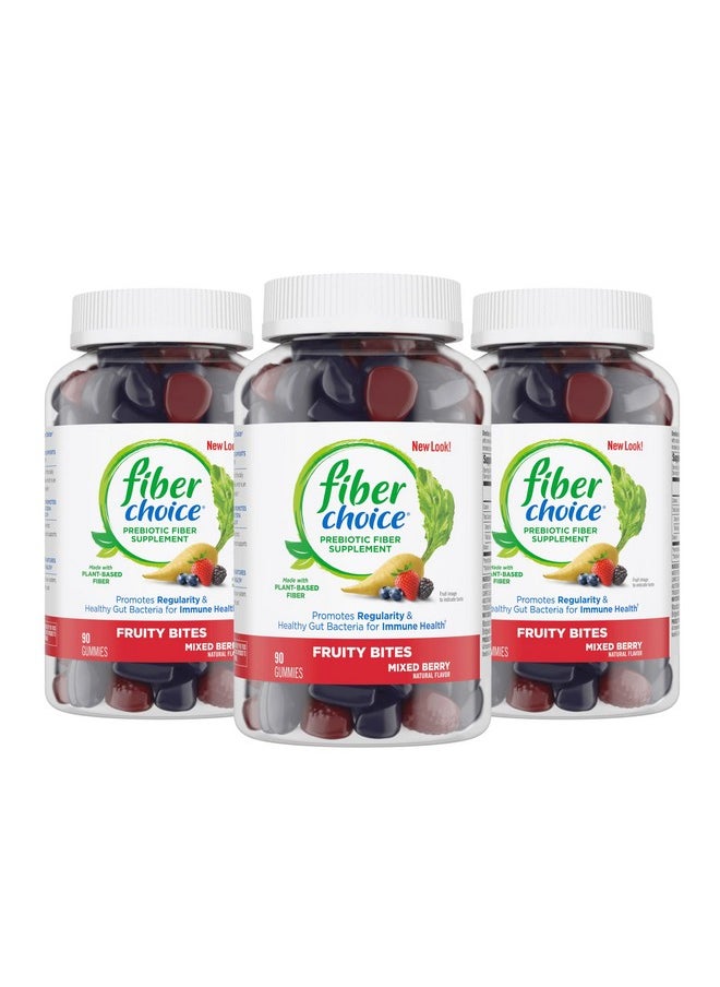 Fiber Choice - Fruity Bites Daily Prebiotic Fiber Supplement Gummies Mixed Berry 90 Count (Pack Of 3) - Image 1