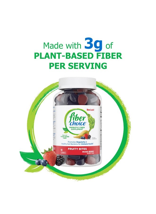 Fiber Choice - Fruity Bites Daily Prebiotic Fiber Supplement Gummies Mixed Berry 90 Count (Pack Of 3) - Image 1