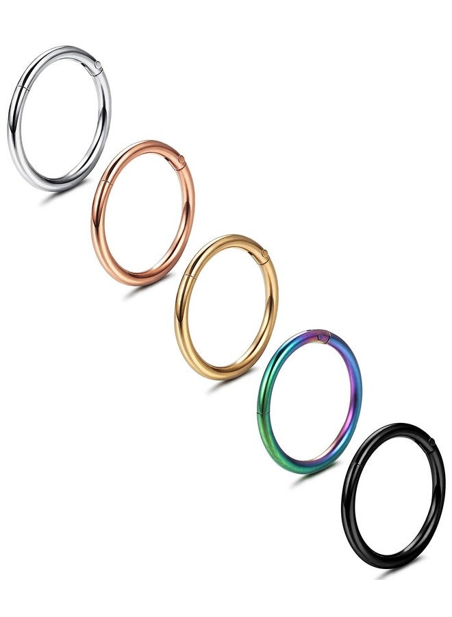 Jstyle 5 Pcs A Set 316L Stainless Steel Septum Piercing Nose Hoop Clicker Ring Hypoallergenic 16G 18G 20G - Image 1