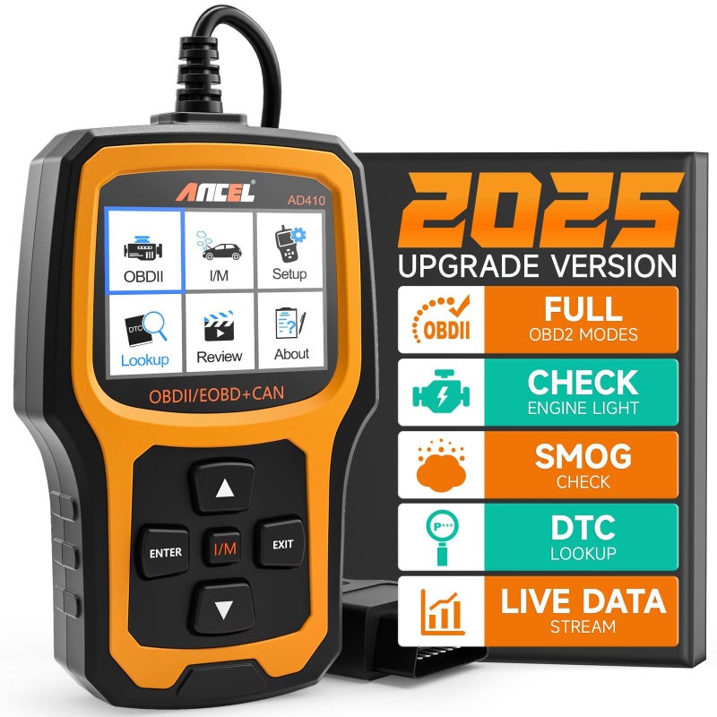 Ancel ANCEL AD410 Enhanced OBD2 Scanner OBD2 Code Reader Car Diagnostic Tool, Check Engine Light Fault Reader Diagnostic Scan Tool for All OBDII Car After 2002 (Black/Yellow) - Image 1