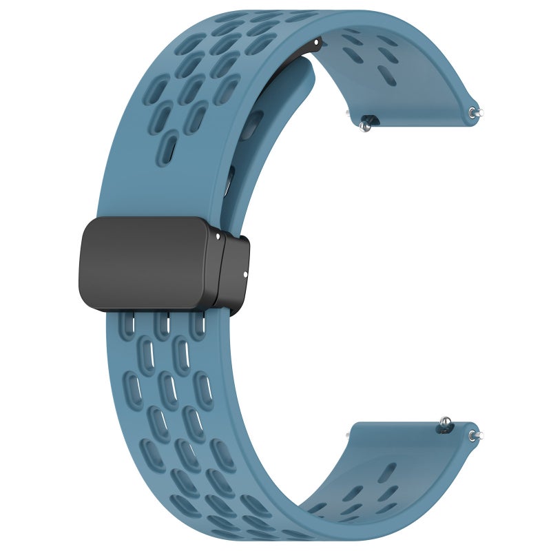S-TOP For Garmin Vivoactive 4 22mm Folding Magnetic Clasp Silicone Watch Band(Blue) - Image 2