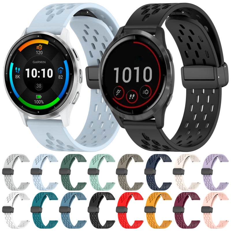 S-TOP For Garmin Vivoactive 4 22mm Folding Magnetic Clasp Silicone Watch Band(Blue) - Image 3