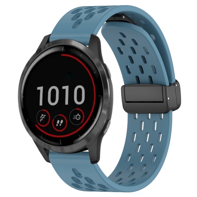 S-TOP For Garmin Vivoactive 4 22mm Folding Magnetic Clasp Silicone Watch Band(Blue) - Image 1