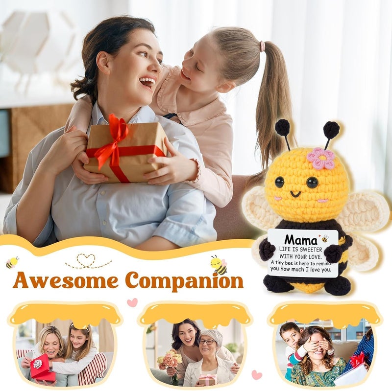 Gleevera Mama Gifts from Daughter Son, Gifts for Mama Christmas, I Love You Mama Present - Cute Handmade Crochet Bee - Valentines Mother Day Bonus Step Mother in Law, Emotional Support Crochet - Image 4