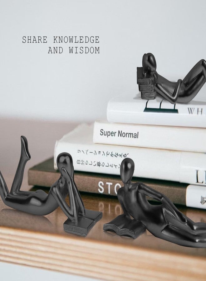 RIRPUAE Black Home Decor Thinker Reading Women Statue for Living Room, Modern Shelf Decor Accent Decorations, Resin Collectible Figurines Display for Office Bedroom Table Desk,Black - Image 3