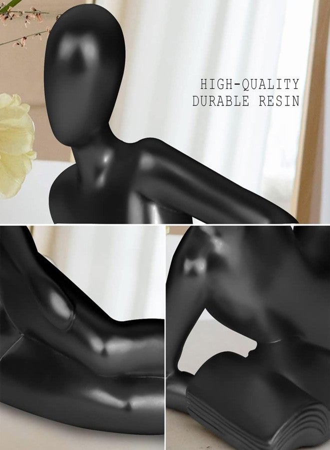 RIRPUAE Black Home Decor Thinker Reading Women Statue for Living Room, Modern Shelf Decor Accent Decorations, Resin Collectible Figurines Display for Office Bedroom Table Desk,Black - Image 5