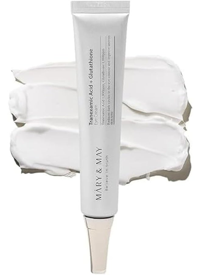 MARY & MAY Mary&May Korean Skincare Tranexamic Acid + Glutathione Eye Cream - Reduces Dark Circles around the eye, Powerful Antioxidant, improve Uneven Skin Tone with Vitamin C, Morning/Night use - Image 3