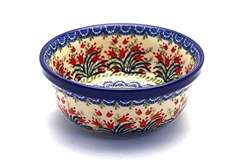 Polish Pottery Gallery Polish Pottery Bowl - Salad - Crimson Bells - Image 1