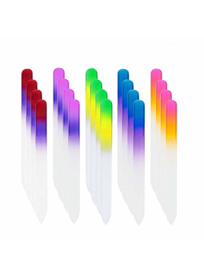 LUOTIVON 20 Pcs Glass Nail File Bulk with Plastic Sleeve, Crystal Fingernail Files Set, Double Sided Finger Nail Files, Professional Manicure Nail Care, Christmas Gifts for Women Girls - Image 1
