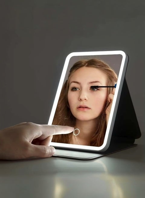 Glowudz Travel Makeup Vanity Mirror Portable Touch Screen USB Rechargeable Cosmetic Mirror with Lights