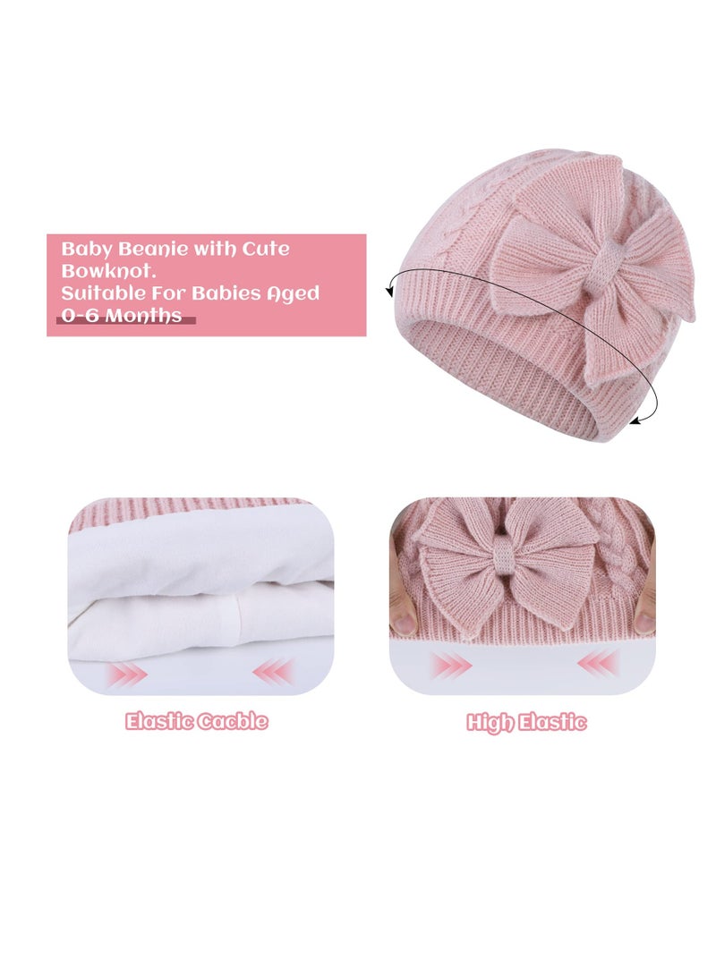 3 Pcs Newborn Baby Girls Hats with Lovely Bow Warm Baby Winter Hat Knitted Infant Hat Newborn Beanies for Boys Girls 0-6 Months - Image 3