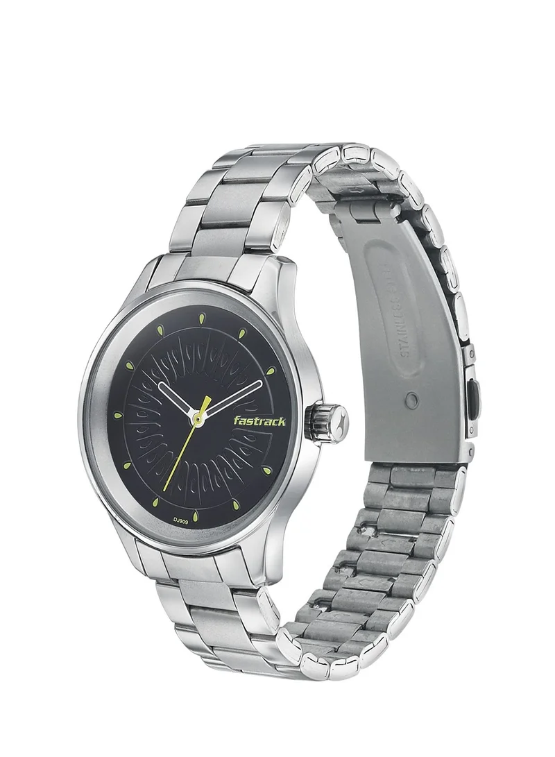 fastrack Fastrack Quartz Analog Black Dial Stainless Steel Strap Watch for Girls