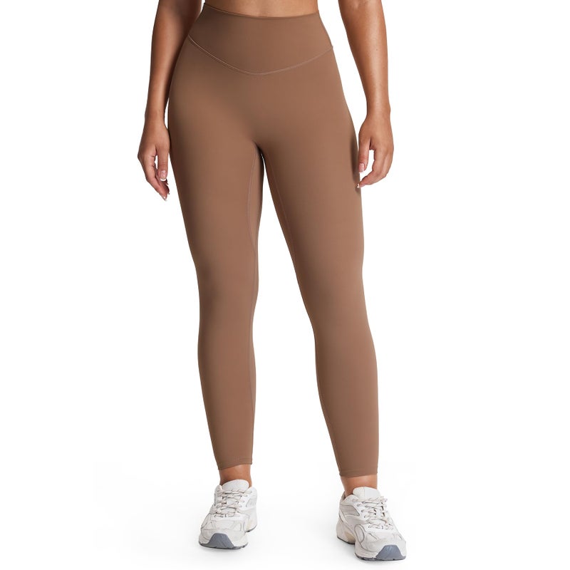 Aoxjox High Waisted Workout Leggings for Women Tummy Control Buttery Soft Yoga Metamorph Deep V Pants 26" (A Brownie, X-Small) - Image 2