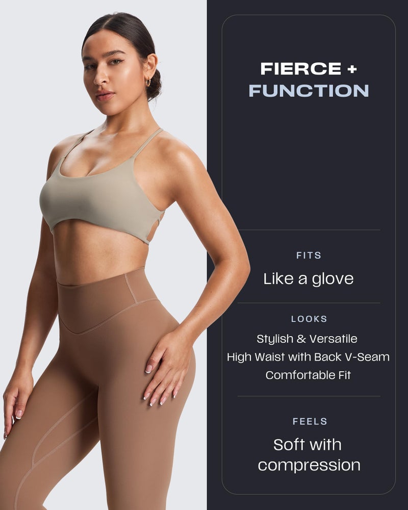 Aoxjox High Waisted Workout Leggings for Women Tummy Control Buttery Soft Yoga Metamorph Deep V Pants 26" (A Brownie, X-Small) - Image 4