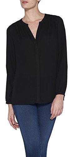 NYDJ womens Three-quarter sleeve Pintuck | Classic Lightweight top Blouse, Black, Medium US - Image 4
