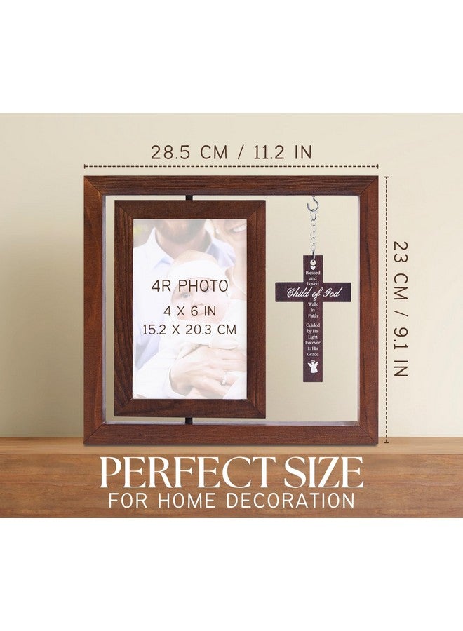 InnoBeta Baptism Gifts for Girls, Baby Baptismal Gifts, Dedication Gifts, Christening Gifts for Girls - Wood Baptism Picture Frame for Catholic, lds, Christian Baptism - 4"x 6" Photo, Wall & Tabletop - Image 3