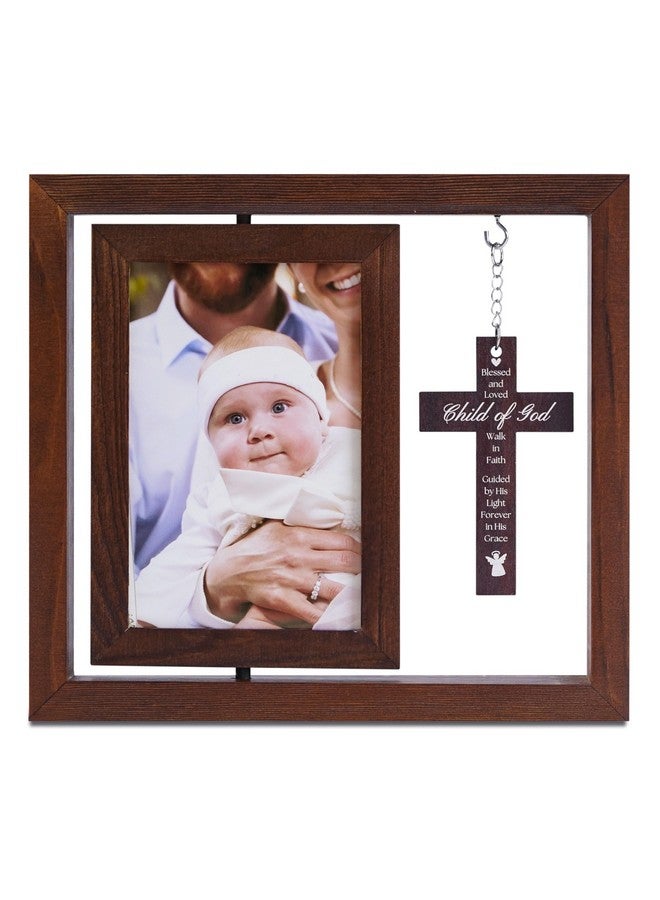 InnoBeta Baptism Gifts for Girls, Baby Baptismal Gifts, Dedication Gifts, Christening Gifts for Girls - Wood Baptism Picture Frame for Catholic, lds, Christian Baptism - 4"x 6" Photo, Wall & Tabletop - Image 1