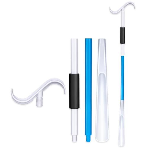 Milifox 35" Long Shoe Horn for Seniors, Dressing Stick, Long Handle Shoe Horn, Extended Dressing Aid for Socks, Shirts, Pants, Shoes Helper Stick for Senior, Elderly, Disabled (Blue) - Image 1