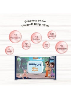 Bumtum Baby Chota Bheem Gentle Soft Moisturizing Wet Wipes With Lid ; Aloe Vera & Chamomile Extracts ; Paraben & Sulfate Free (Pack Of 3 72 Pcs. Per Pack)  - Image 5