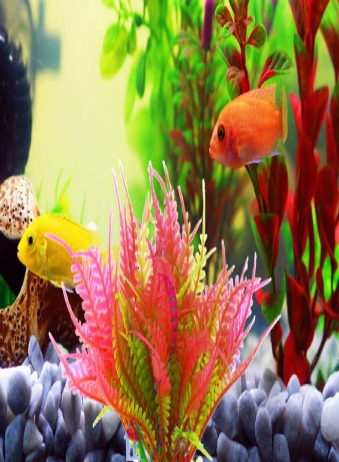 IFZKuZmLy ATUIYG 4.33 inches Aquarium Plastic Plants Fish Tank Costume (Pink)-2PCS - Image 3