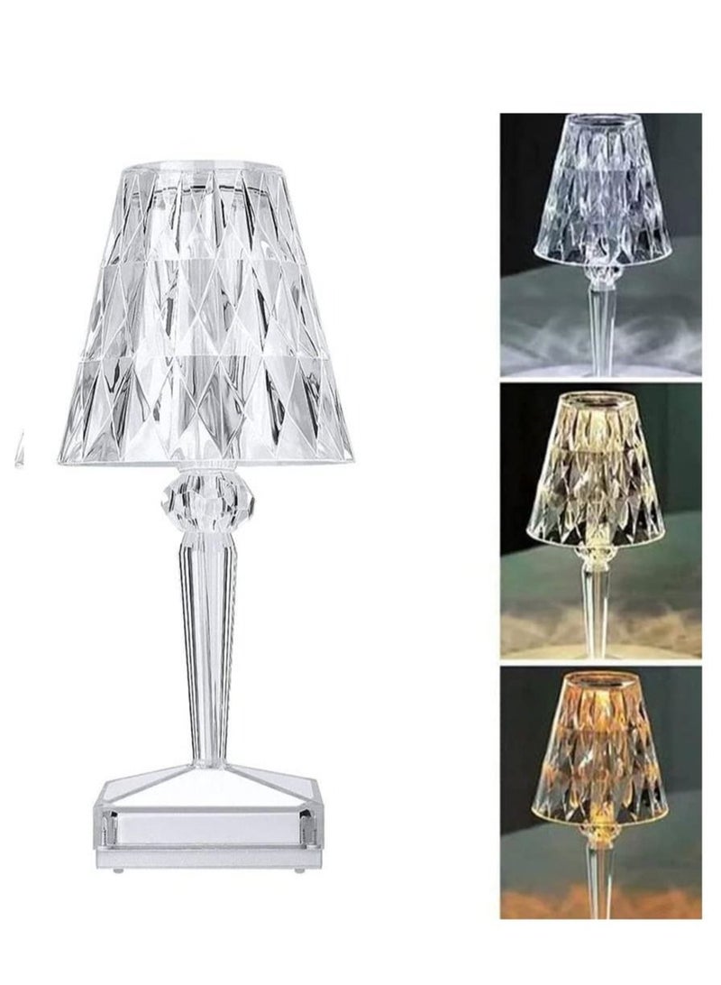 مصباح طاولة صغير بتحكم لمسي كريستالي 3 ألوان متغيرة إضاءة زخرفية LED أضواء جوية للمكتب ماسي USB قابل للتعتيم لغرفة النوم، غرفة المعيشة، مطعم، بار، زفاف - Image 1
