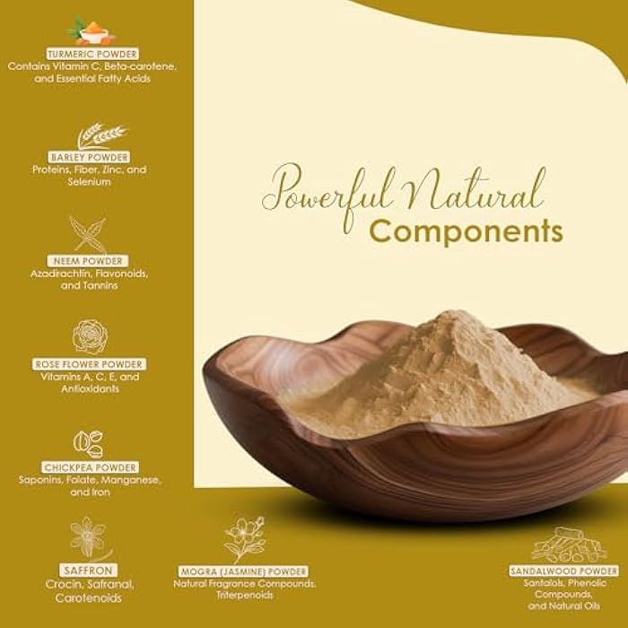 minature مسحوق أبتان المصغر | 100 جرام (4 أونصات)، كركم، شعير، حمص، نيم، خشب الصندل، زهرة الموغرا، زعفران وبتلات الورد | حزمة تقليدية افعلها بنفسك | من الهند - Image 4