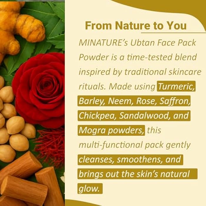 minature مسحوق أبتان المصغر | 100 جرام (4 أونصات)، كركم، شعير، حمص، نيم، خشب الصندل، زهرة الموغرا، زعفران وبتلات الورد | حزمة تقليدية افعلها بنفسك | من الهند - Image 2