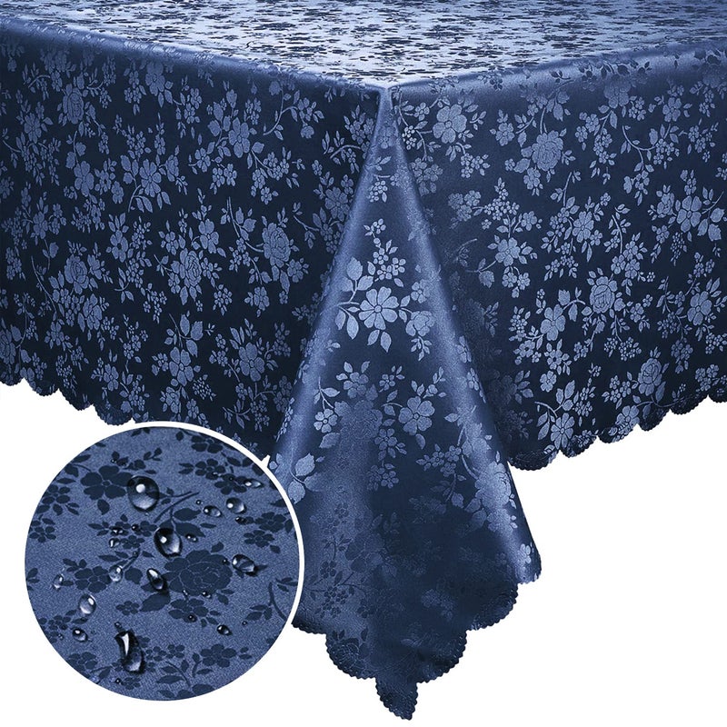 Smiry Rectangle Table Cloth Waterproof Heavy Duty Vinyl Tablecloths Wipeable Washable Table Cover for Kitchen and Dining Room Navy Blue 60 X 102