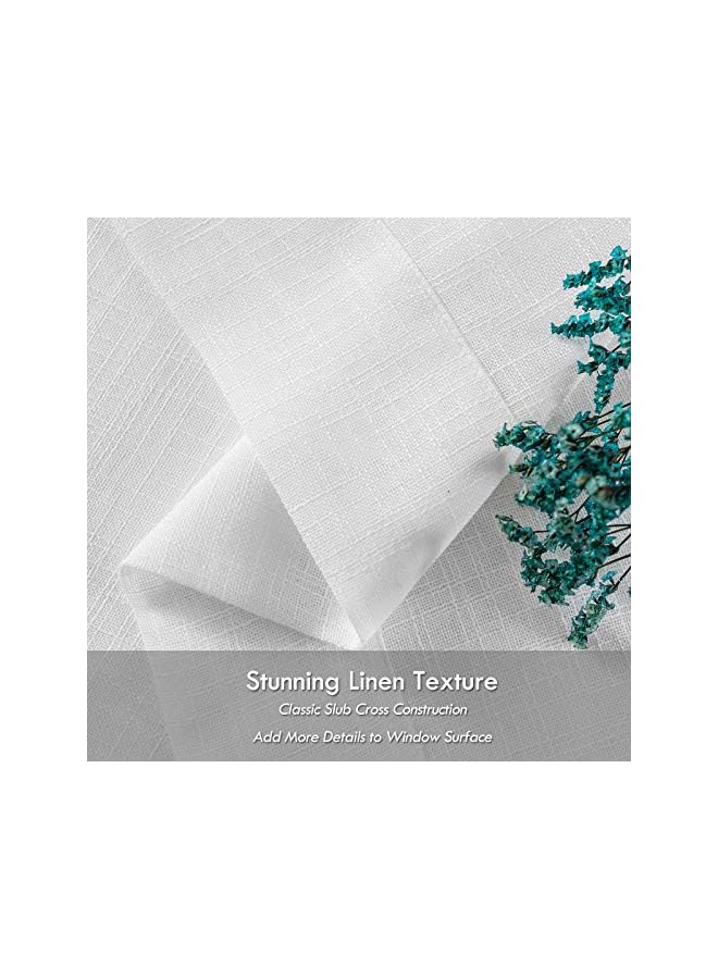 The Bros White Linen Textured Semi Sheer Curtains 84 Inches Long for Living Room Bedroom Natural Flax Linen Rod Pocket Voile Drapes, 52 by 84 Inch (2 Panels) - Image 5