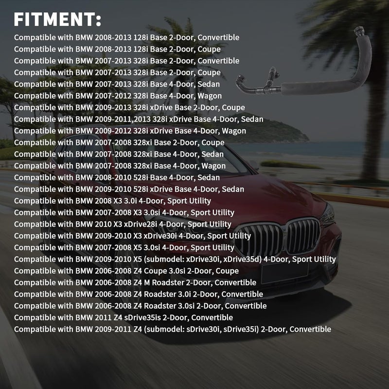 خرطوم تهوية علبة المرافق ثلاثي الاتجاهات، موديلات 2000-2015، لسيارات BMW 325i، 330i، 630i، 730Li، xDrive25i، xDrive28i، xDrive30si، 2.5si، 3.0si. رقم الاستبدال: 11157559528 - Image 4