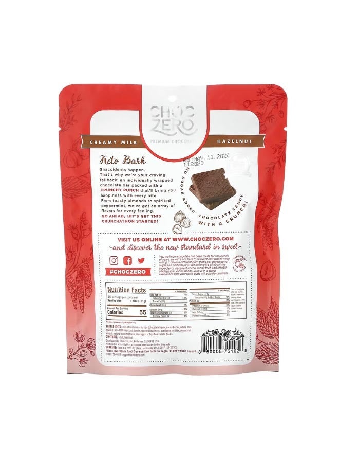 CHOCZERO Keto Bark Creamy Milk Hazelnut 15 Mini Packs 6 oz 170 g - Image 2