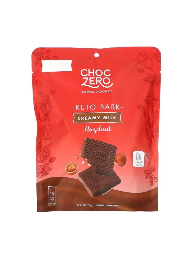 CHOCZERO Keto Bark Creamy Milk Hazelnut 15 Mini Packs 6 oz 170 g - Image 1