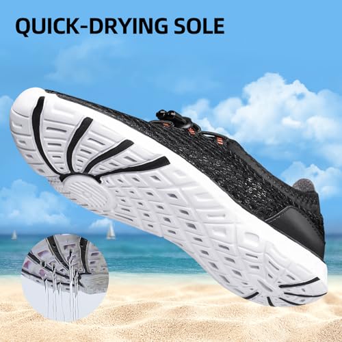 DOUSSPRT Men's Water Shoes Quick Drying Sports Aqua Shoes Blackwhite Size 11 - Image 4