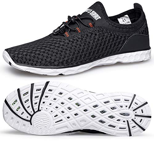 DOUSSPRT Men's Water Shoes Quick Drying Sports Aqua Shoes Blackwhite Size 11 - Image 1