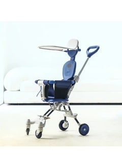 Honeylivo 4-Wheel Folding Stroller, Lightweight, Easy to Fold, High Quality Design for 1-5 Years Old, Airplane, Blue