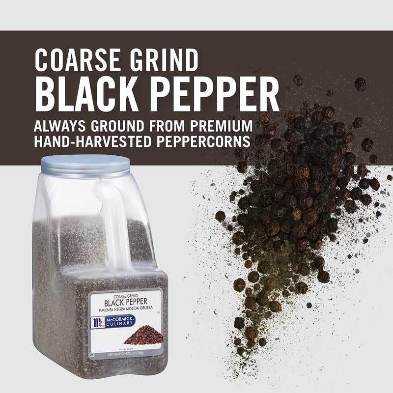 McCormick Culinary Coarse Grind Black Pepper, 5 lb - Five Pound Container of Coarse Ground Black Pepper with Woody Flavor, Best on Steaks, Salad Dressings and Rubs - Image 5