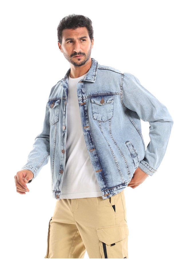 WHITE RABBIT - Sun Bleached Buttons Fastening Regular Jeans Jacket - Image 1