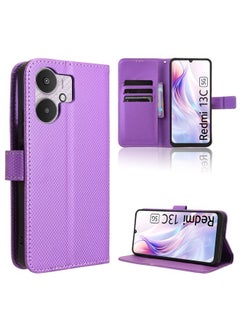HuHa Case Cover For Xiaomi Redmi 13C 5G / 13R 5G Diamond Texture Leather Phone Case Purple 