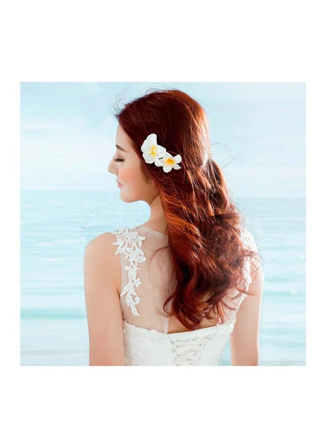 VANTOBEST - 6 Pcs White Yellow Hawaiian Plumeria Flower Foam Hair Clips Alligator Clips Duckbill Clips Hair Barrettes Hair Accessories For Bridal Wedding Party Beach - Image 1