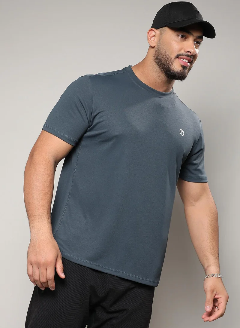 انستافاب بلس Men's Dark Grey Basic Activewear T-Shirt For Casual Wear | Crew Neck | Short Sleeve | Pull On Closure | Jersey T-Shirt Crafted With Comfort Fit For Everyday Wear