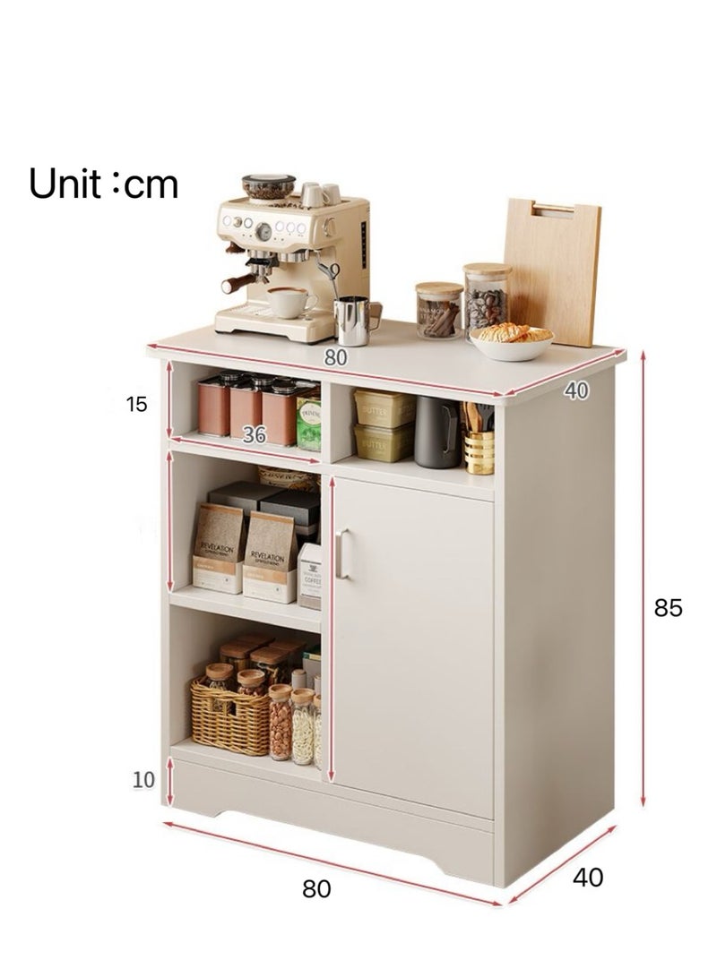 Generic Kitchen Cabinet Wooden Storage Cabinet with Door and Open Shelves for Living Room Bedroom and Kitchen, Small Sideboard Cabinet for Tea and Coffee - Image 2