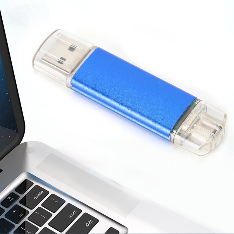 U Disk OTG Bright Blue DualHead Mini Metal USB 2.0 Flash Drive Memory Stick CW10050(4G ) - Image 3