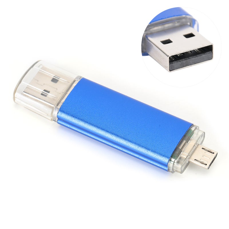 U Disk OTG Bright Blue DualHead Mini Metal USB 2.0 Flash Drive Memory Stick CW10050(4G ) - Image 2