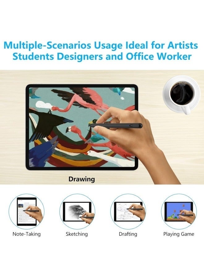 كيلا قلم لجهاز iPad مع حساسية إمالة راحة اليد، شاشة لمس MEKO النشطة، قلم Apple Pencil متوافق مع أجهزة iPad 6/7/8/9/10، iPad Pro 12.9 و11 بوصة، iPad Air 3/4/5، iPad mini 5/6 (أسود + رأسين للقلم) - Image 4