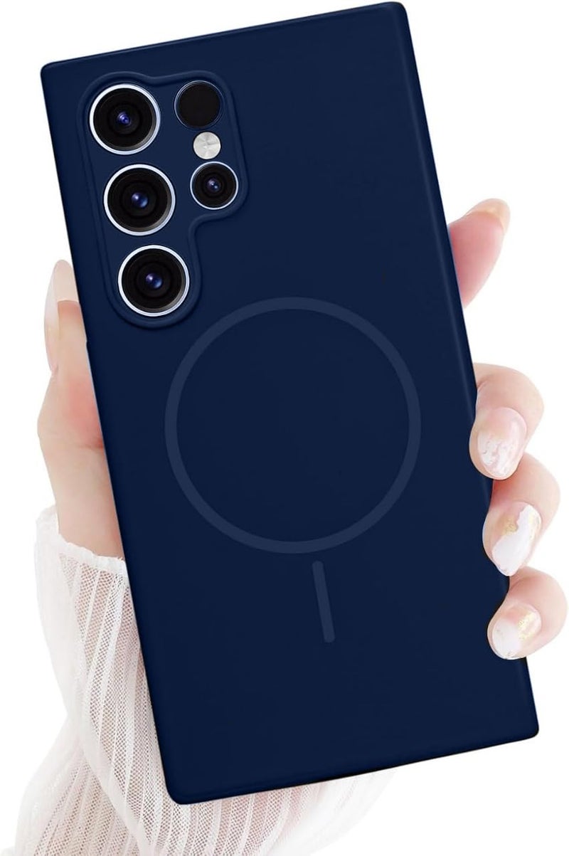 mobistyle Magnetic Silicone Back Cover for Samsung Galaxy S24 Ultra 6.8-Inch, Compatible with Mag-Safe, Silky Soft Touch, Shock Absorbing Phone Cover with Camera Lens Protection (Blue) - Image 1
