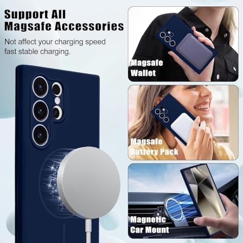 mobistyle Magnetic Silicone Back Cover for Samsung Galaxy S24 Ultra 6.8-Inch, Compatible with Mag-Safe, Silky Soft Touch, Shock Absorbing Phone Cover with Camera Lens Protection (Blue) - Image 5