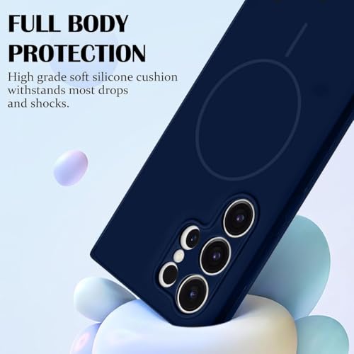 mobistyle Magnetic Silicone Back Cover for Samsung Galaxy S24 Ultra 6.8-Inch, Compatible with Mag-Safe, Silky Soft Touch, Shock Absorbing Phone Cover with Camera Lens Protection (Blue) - Image 3