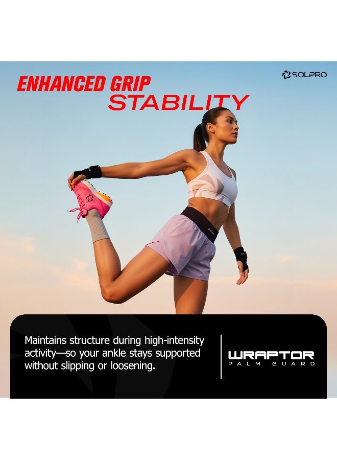 SOLPRO Wraptor Palm Guard for Men & Women | Joint Stabiliser for All Sports, Gym & Rehab Workouts | Joint Pain Relief for Active Lifestyle Injury Recovery & Arthritis (Black) - Image 2